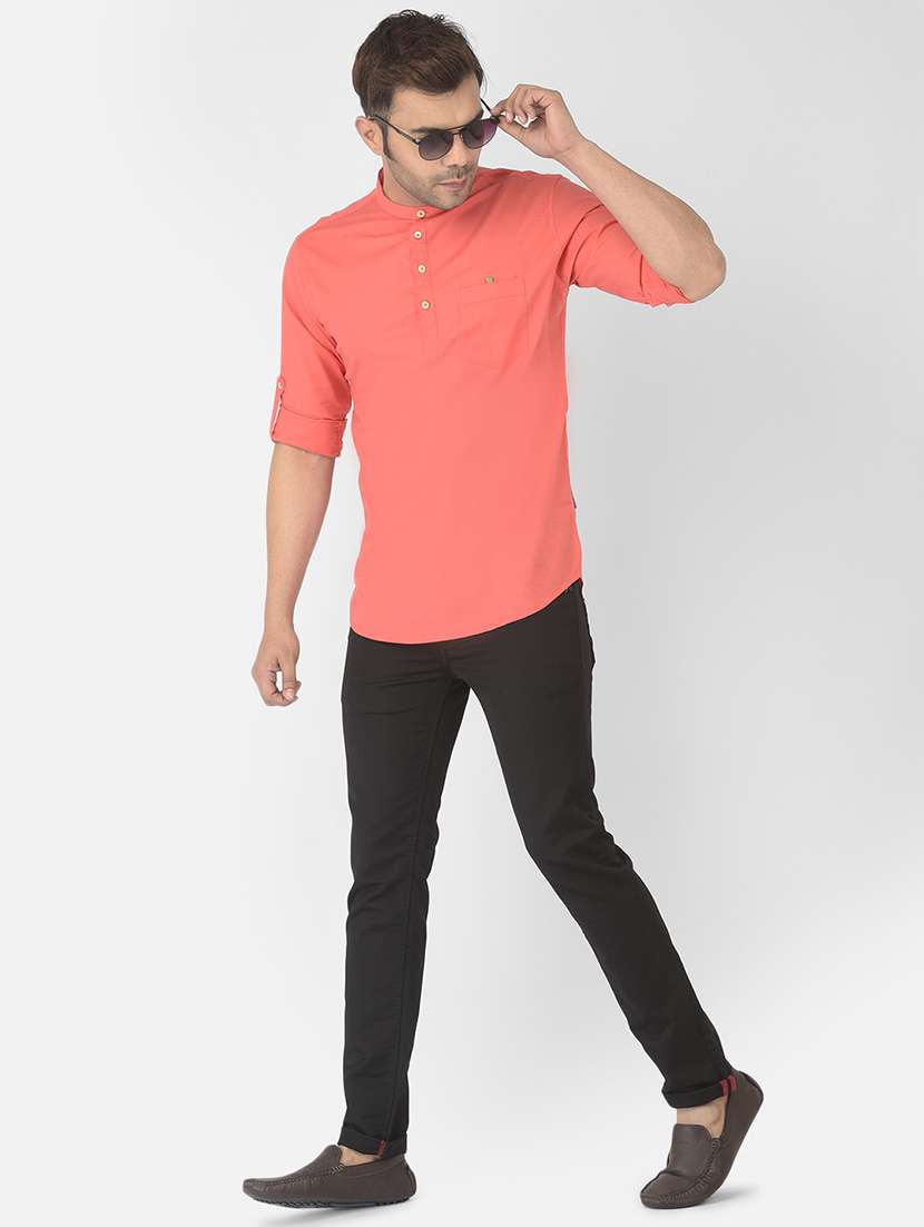 peach solid casual shirt - 18317051 -  Standard Image - 3