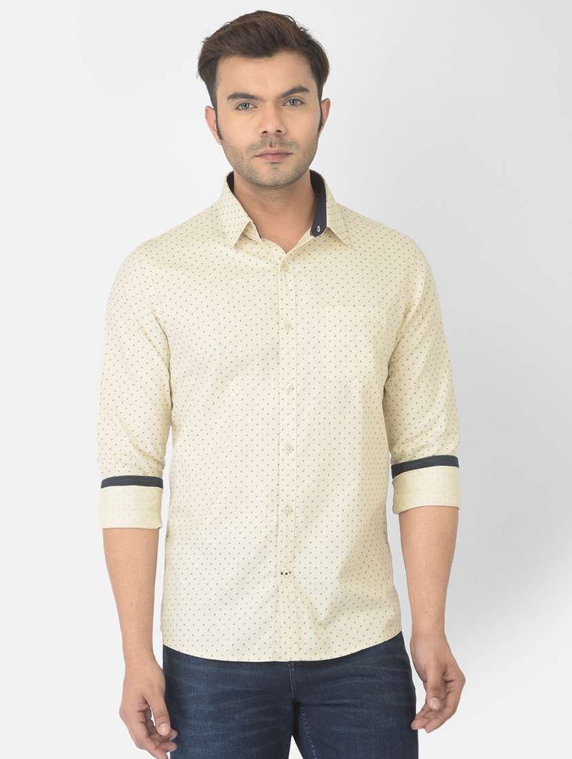 beige printed casual shirt - 18317061 -  Zoom Image - 0