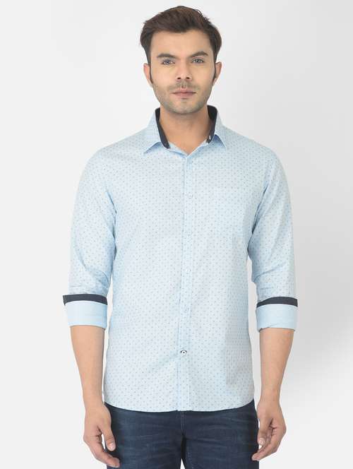 light blue printed casual shirt - 18317062 - Standard Image - 0
