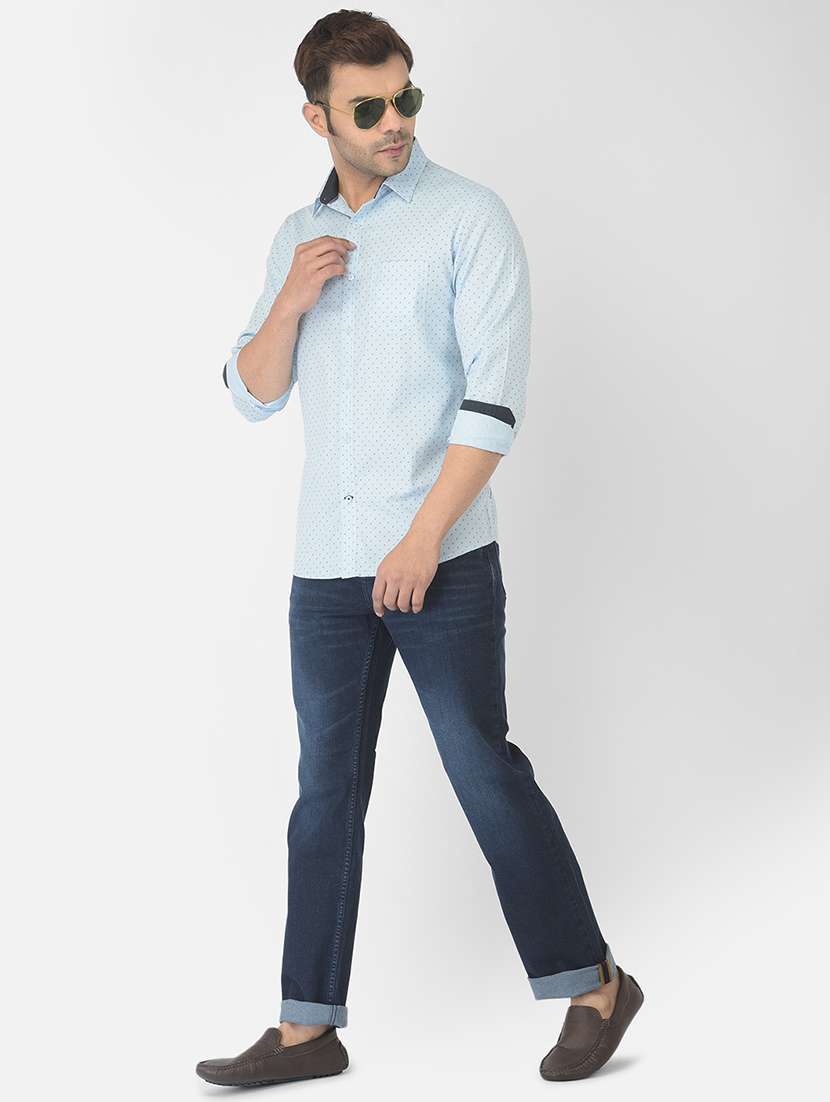 light blue printed casual shirt - 18317062 - Standard Image - 3