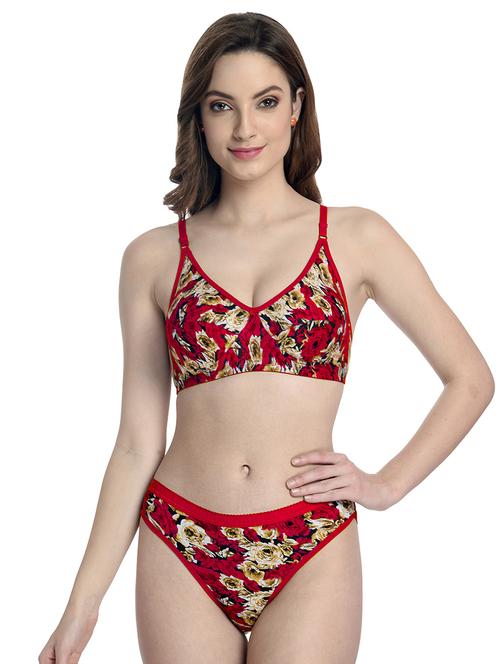 red floral bras and panty set - 18317473 - Standard Image - 0