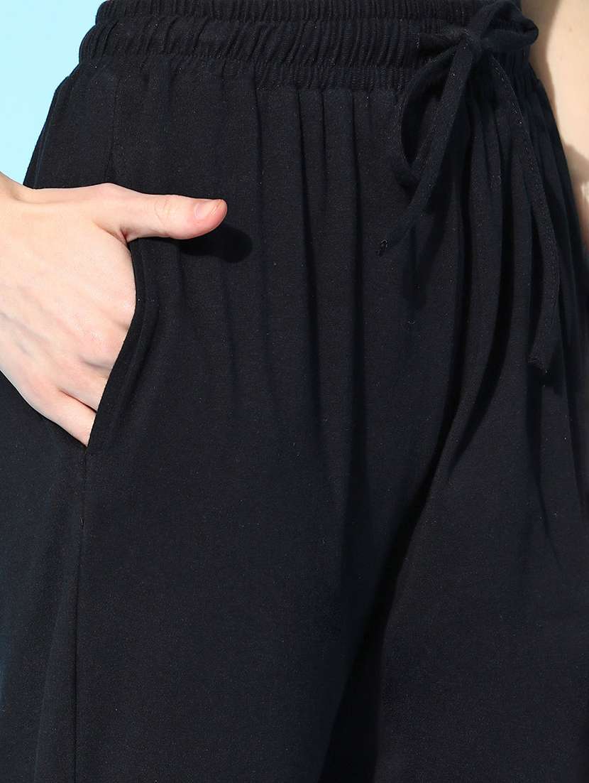 black solid 2 piece bra co-ord nightsuit sets - 18317725 -  Standard Image - 5