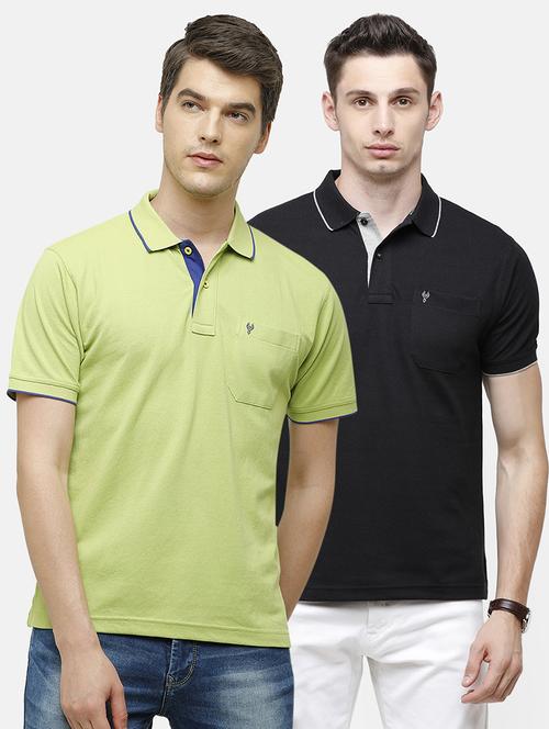 men pack of 2 solid regular fit polo t-shirt - 18317926 - Standard Image - 0