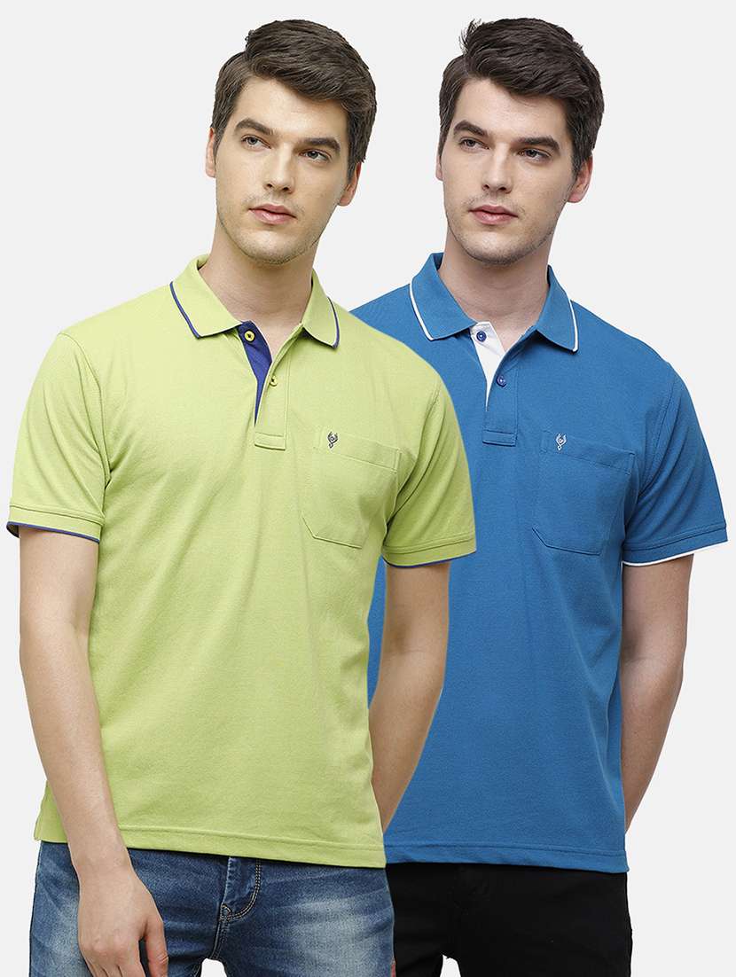 men pack of 2 solid regular fit polo t-shirt