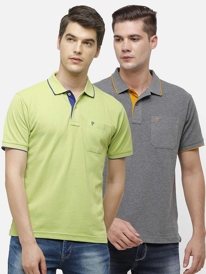 men pack of 2 solid regular fit polo t-shirt