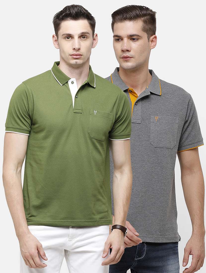 men pack of 2 solid regular fit polo t-shirt