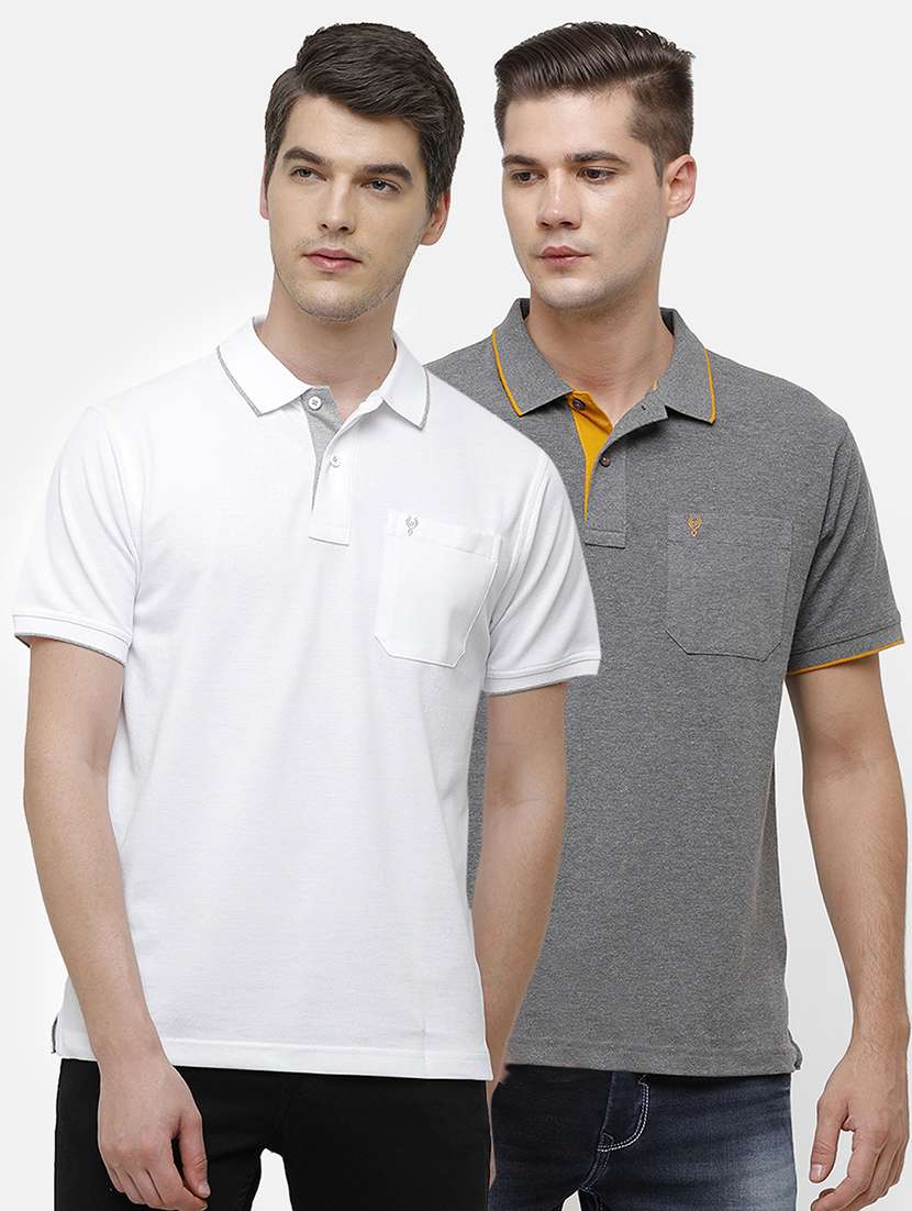 men pack of 2 solid regular fit polo t-shirt