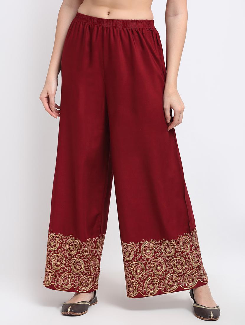 red rayon flared palazzo - 18318032 - Zoom Image - 0