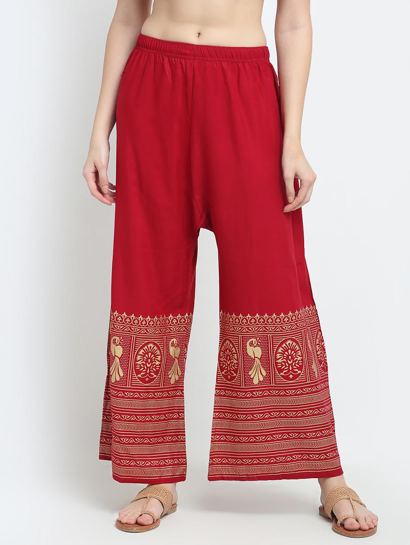red printed flared palazzo - 18318048 - Zoom Image - 0
