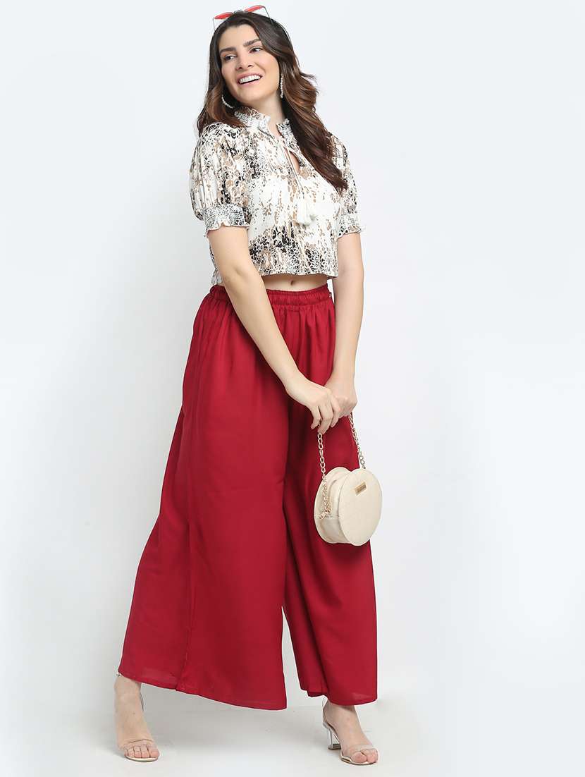 red rayon palazzos - 18318058 -  Standard Image - 3
