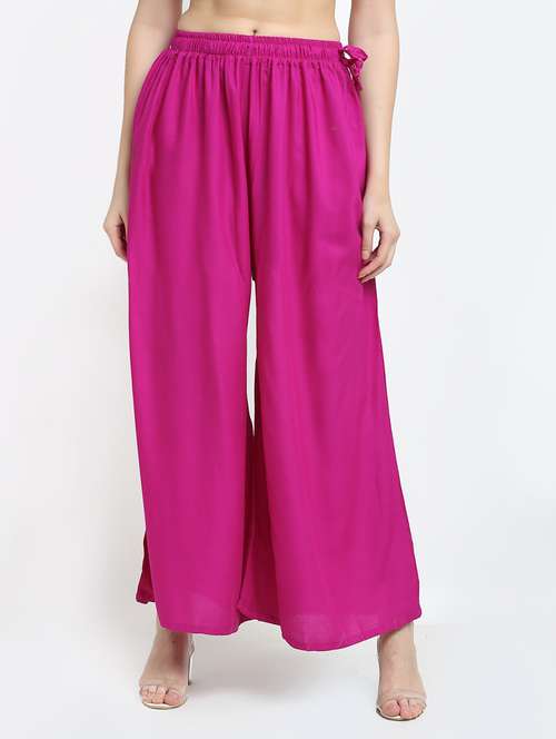 pink rayon palazzos - 18318065 -  Standard Image - 0