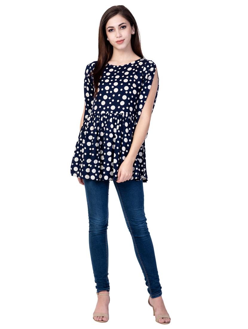 round neck polka dots regular top - 18318089 - Standard Image - 3