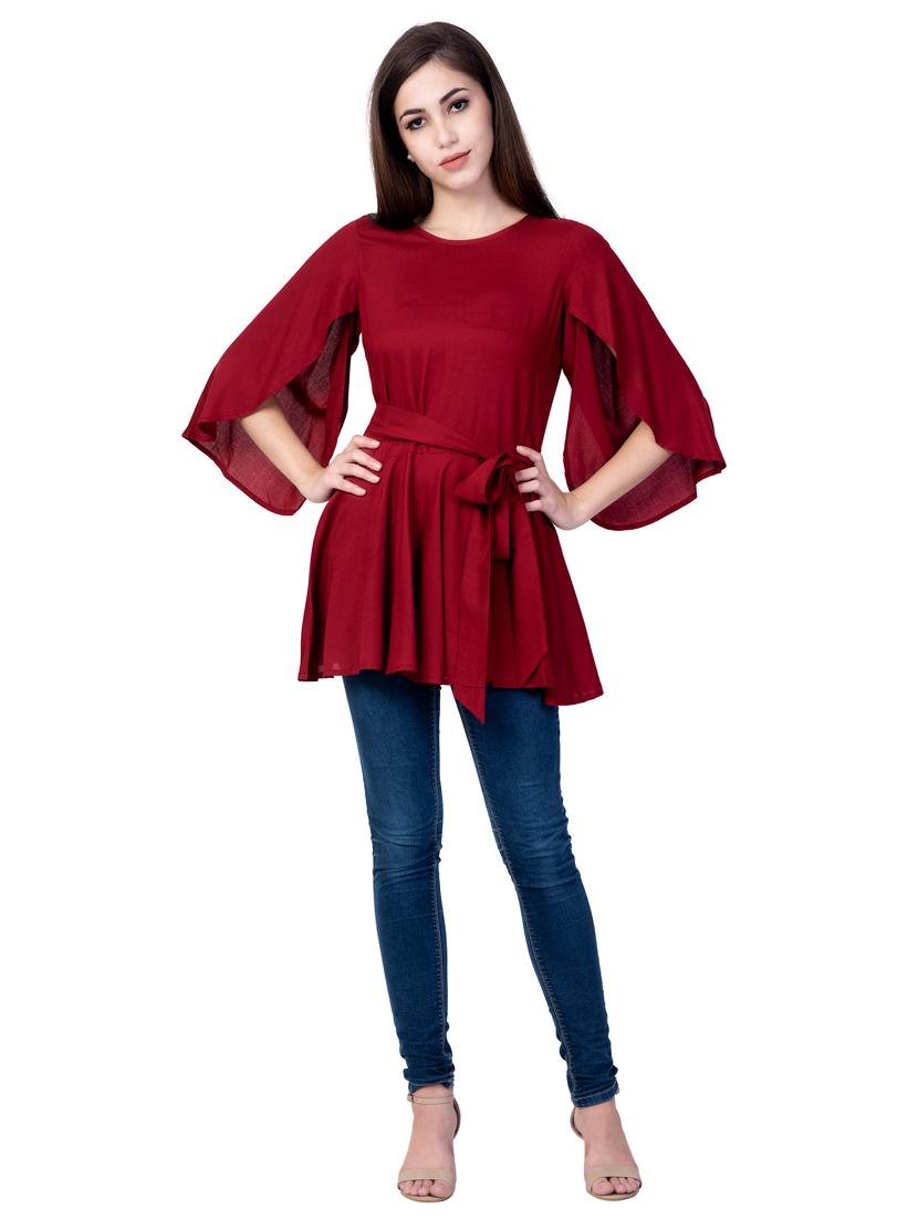 round neck solid regular top - 18318100 - Standard Image - 3