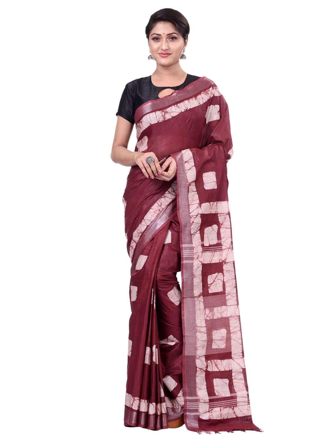 purple linen printed saree