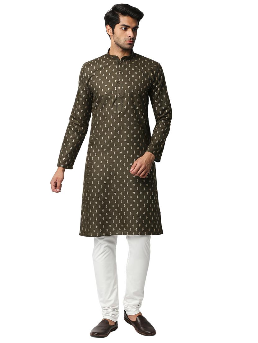 olive-green printed medium kurta - 18318927 -  Zoom Image - 0