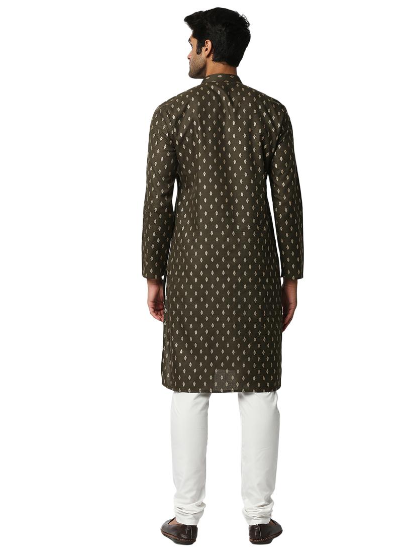 olive-green printed medium kurta - 18318927 - Standard Image - 3