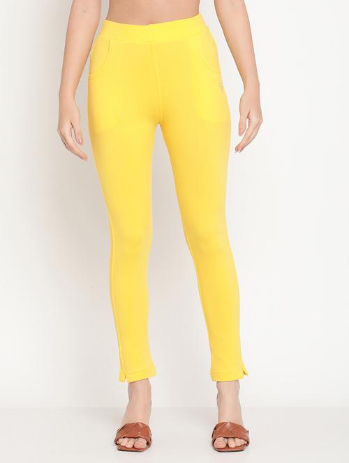 yellow solid legging - 18318942 - Standard Image - 0