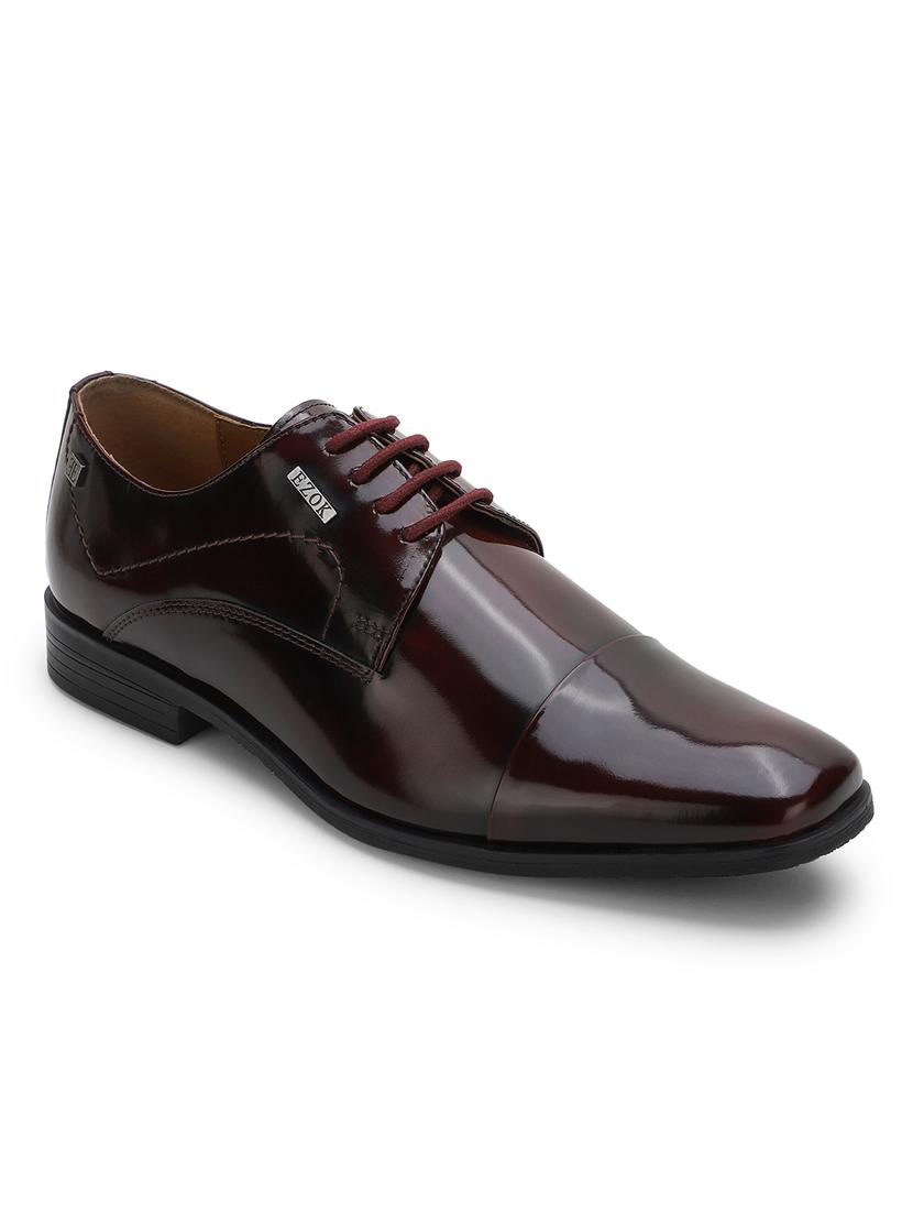 maroon leather laceup derbies - 18319223 - Standard Image - 3