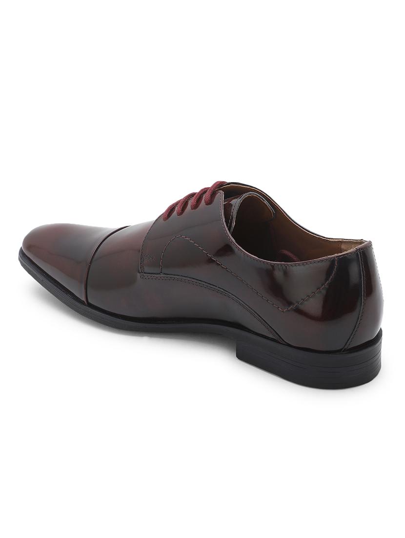 maroon leather laceup derbies - 18319223 - Standard Image - 5