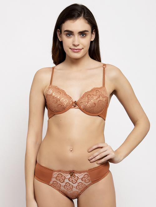 brown lace plunge bra - 18319325 -  Standard Image - 0