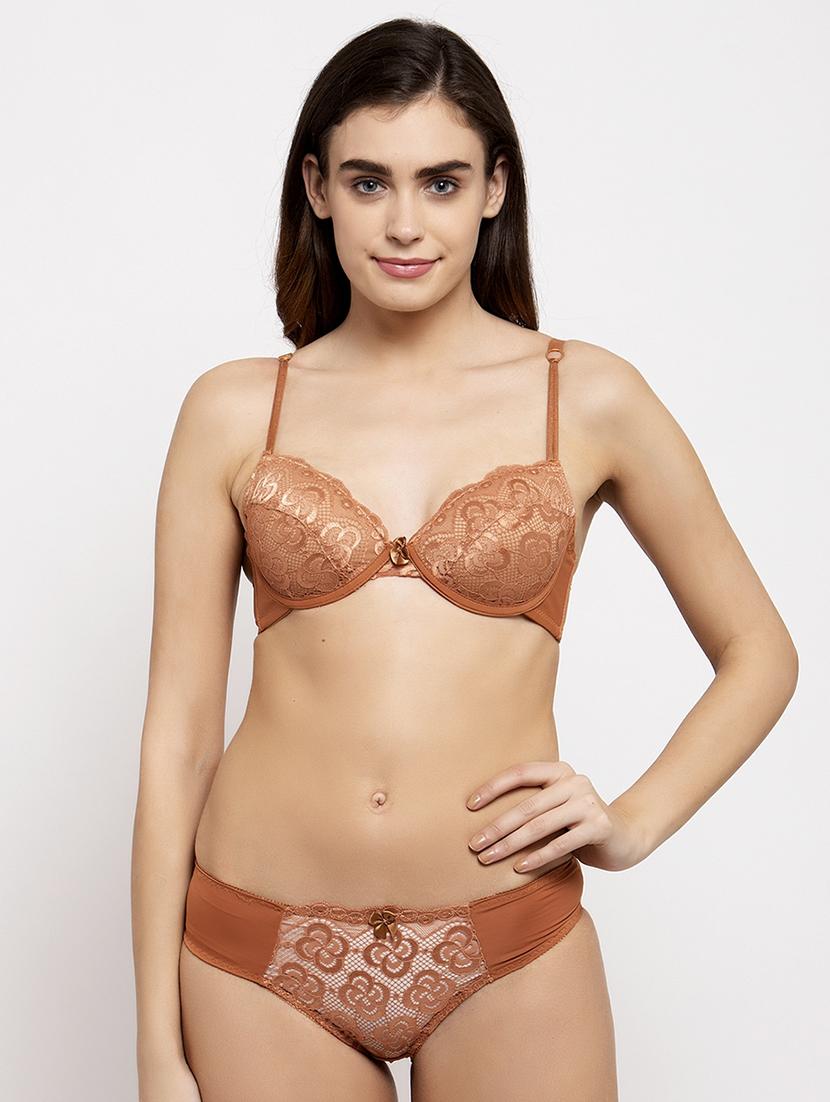brown lace plunge bra - 18319325 -  Zoom Image - 0