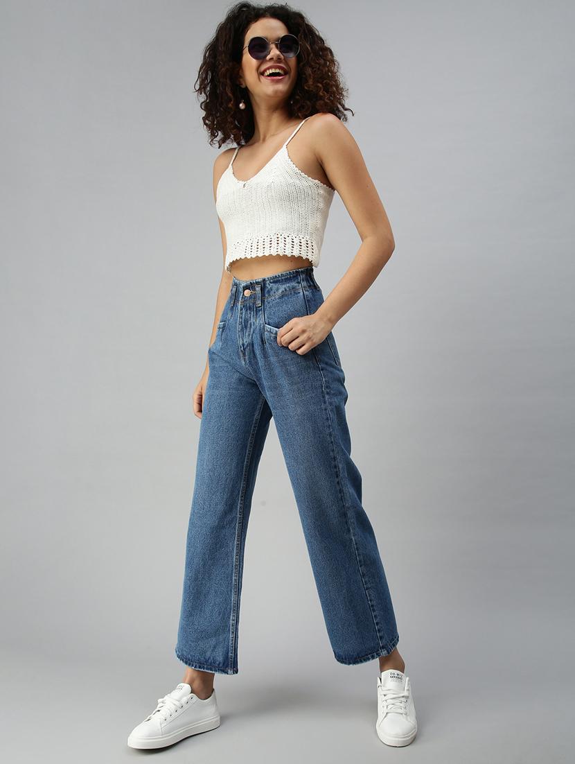 women's plain straight fit jeans - 18319645 - Standard Image - 3