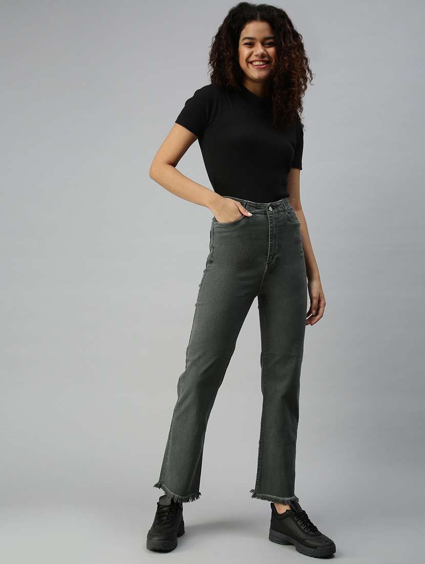 women's plain straight fit jeans - 18319652 -  Standard Image - 3
