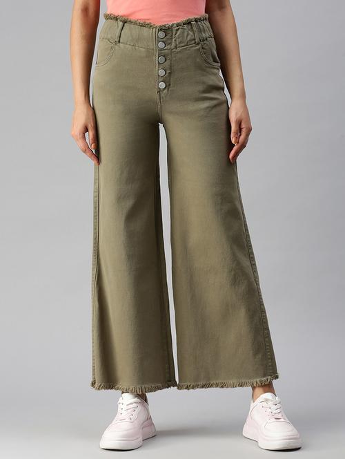 high rise solid wide leg jeans - 18319690 - Standard Image - 0