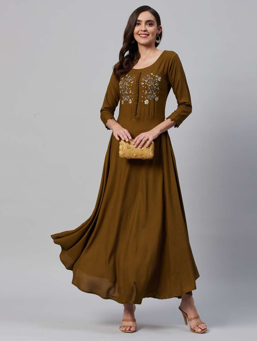 embellished flared ethnic dress