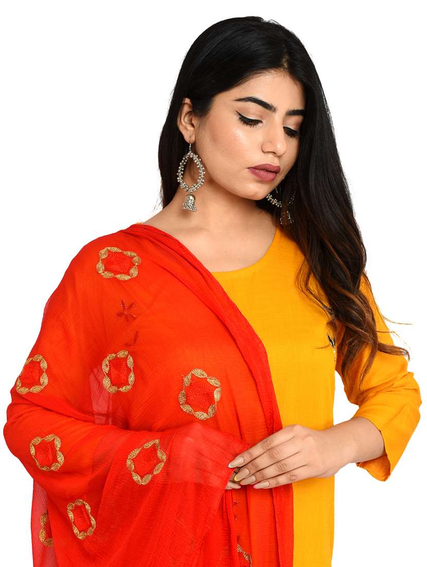 red chiffon dupatta - 18320629 -  Standard Image - 3