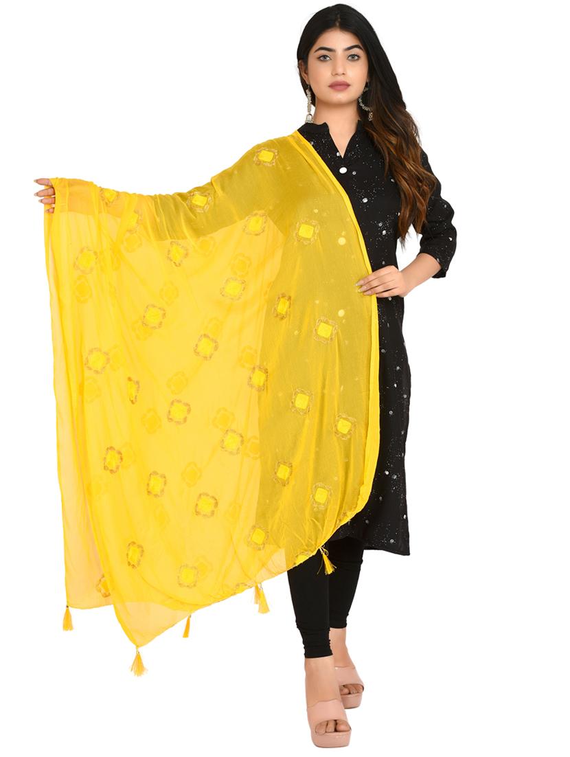 yellow chiffon dupatta - 18320632 - Zoom Image - 0