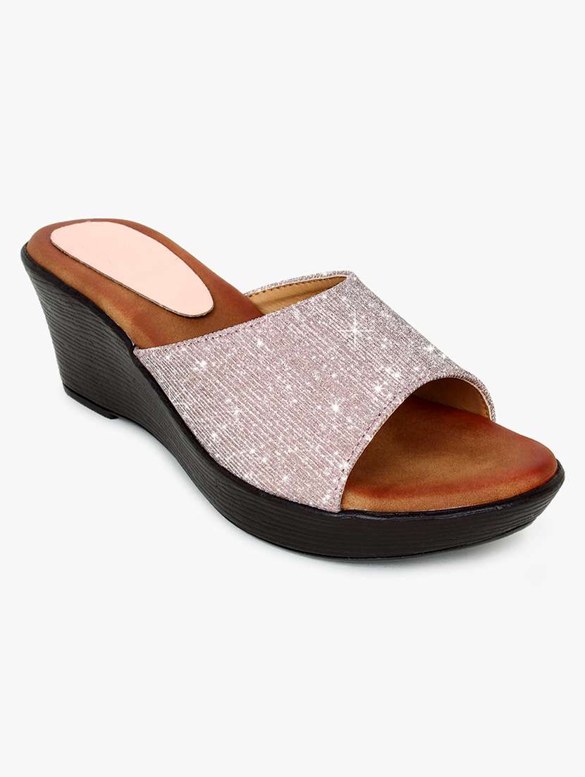 glitzy pink comfortable wedges for women