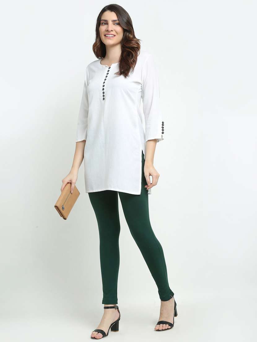 green solid ankle length legging - 18321093 - Standard Image - 3