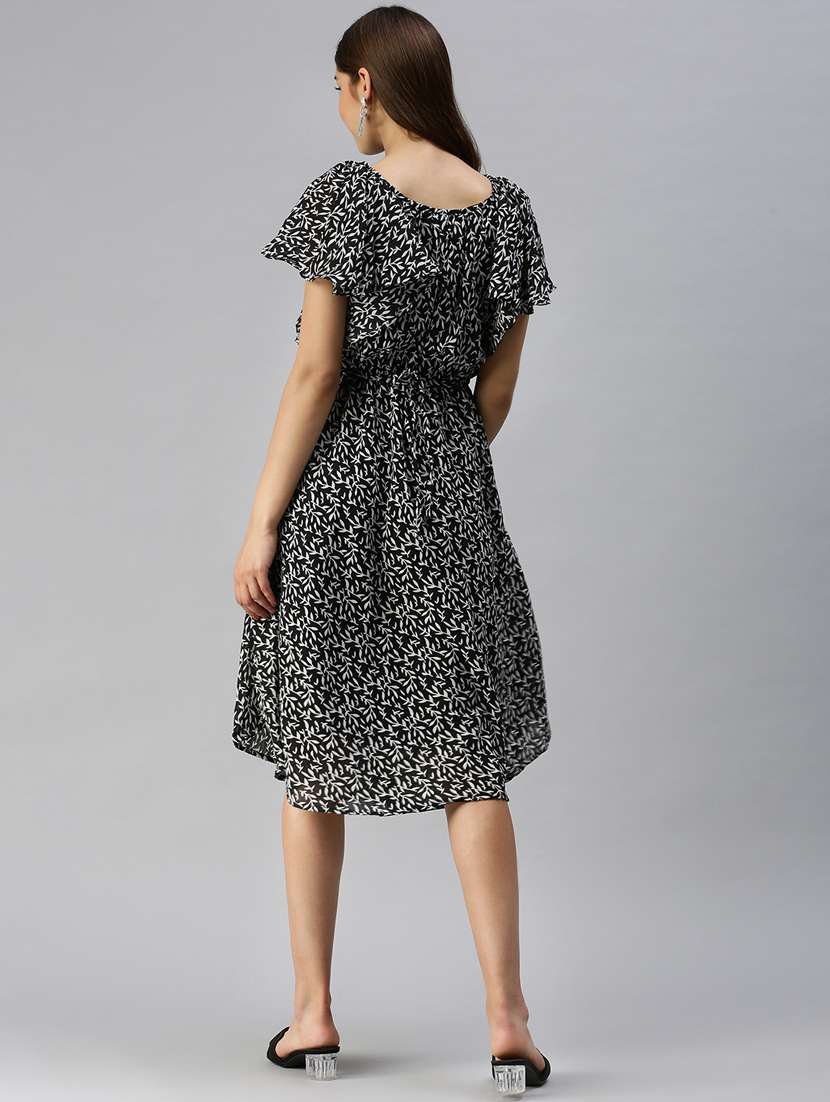 women's fit & flare leaf print dress - 18321842 - Standard Image - 3