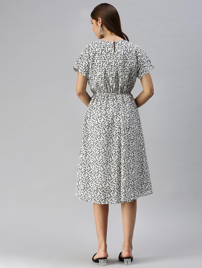 round neck printed a-line dress - 18321845 - Standard Image - 3