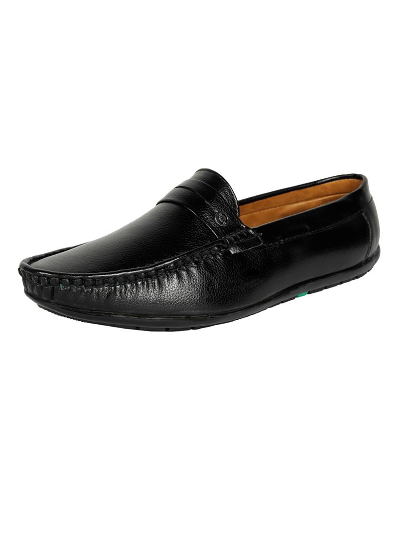 black synthetic slip on loafers - 18322535 - Zoom Image - 0
