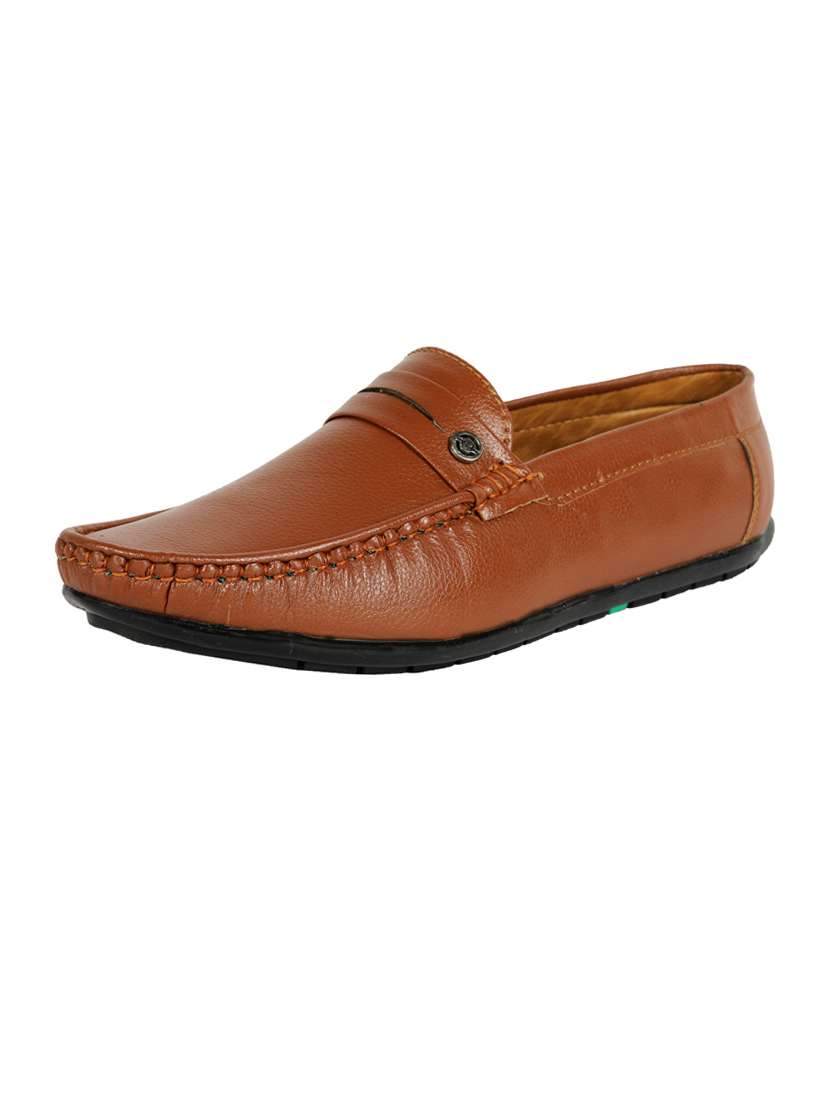 tan synthetic slip on loafers - 18322537 - Zoom Image - 0