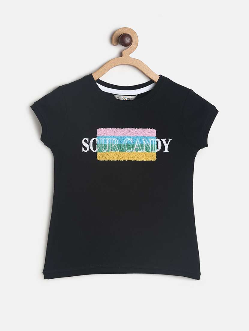 black printed  regular tee