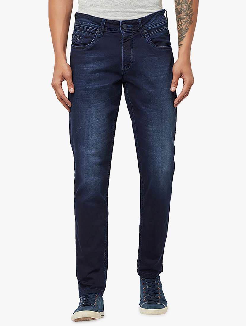 Dark-blue Light-washed Denim Jean 