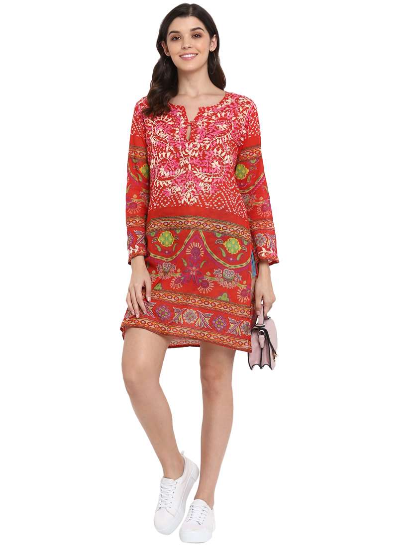 key hole neck embroidered tunic - 18322856 -  Standard Image - 3