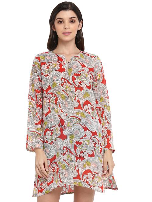 key hole neck printed tunic - 18322857 -  Standard Image - 0