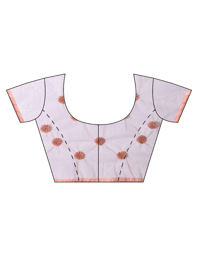 peach net embroidered saree with blouse - 18322937 -  Standard Image - 3