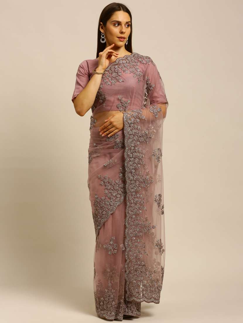 black net embroidered saree with blouse
