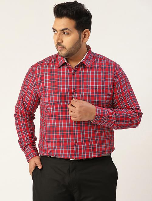 red checkered plus-size formal shirt - 18324146 -  Standard Image - 0
