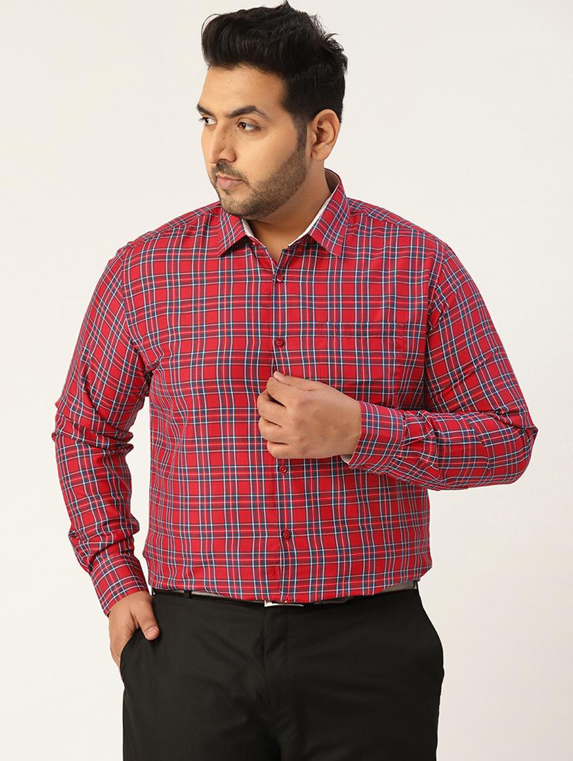 red checkered plus-size formal shirt - 18324146 -  Zoom Image - 0