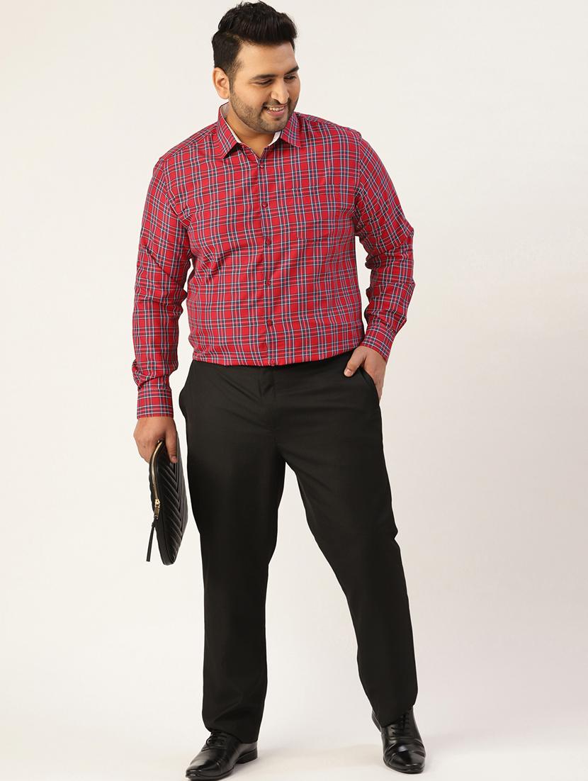 red checkered plus-size formal shirt - 18324146 - Standard Image - 3