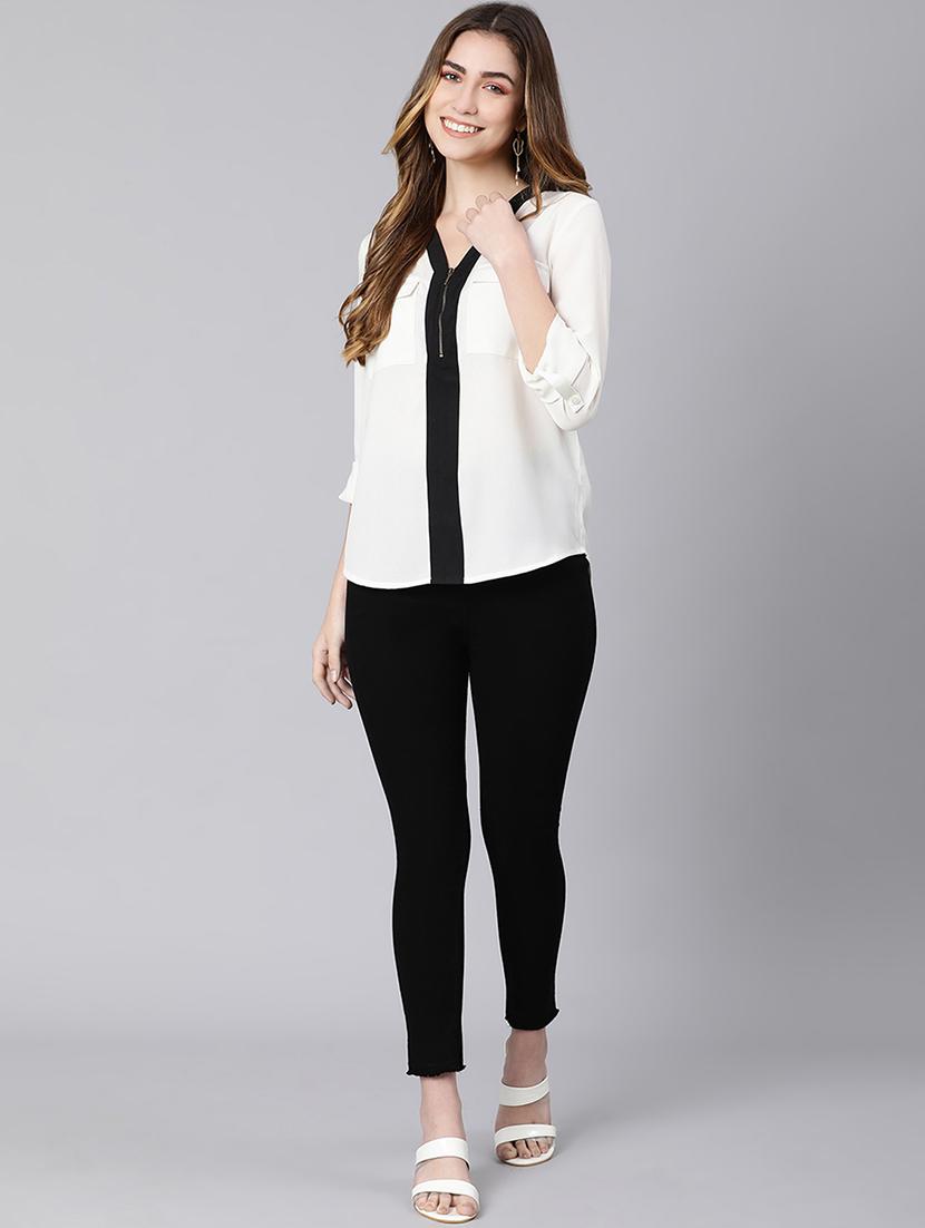 v-neck contrast bind top - 18324570 - Standard Image - 3
