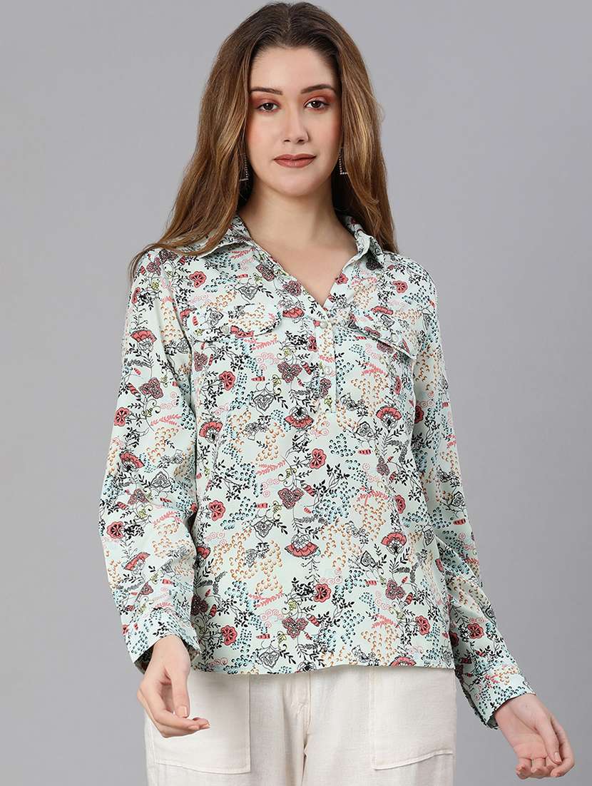 women's straight collared top