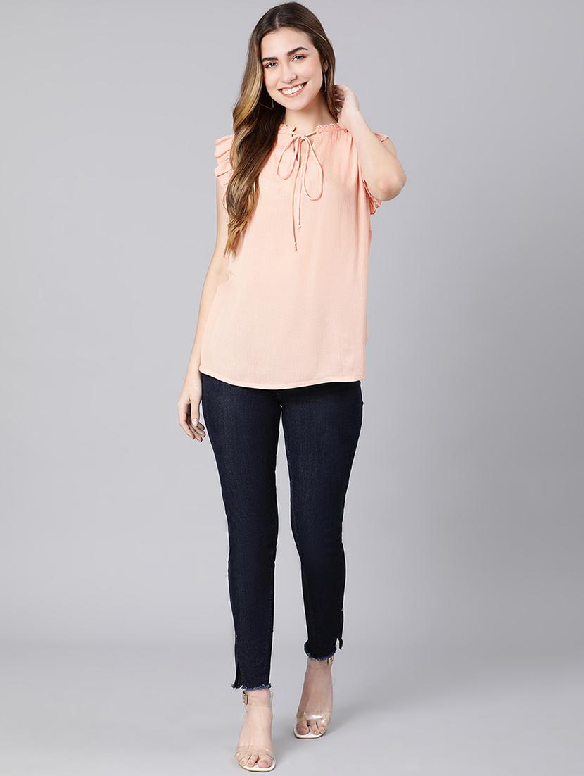 tie up neck solid top - 18324595 - Standard Image - 3