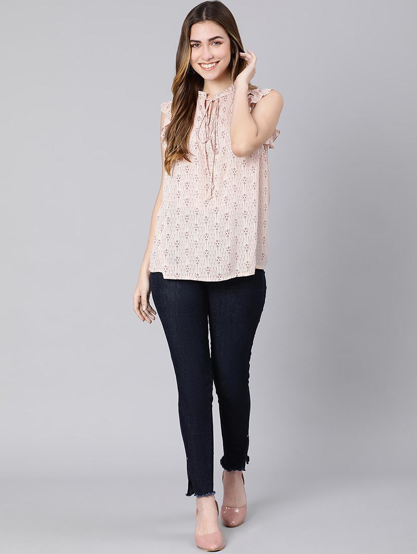 tie up neck printed top - 18324596 - Standard Image - 3